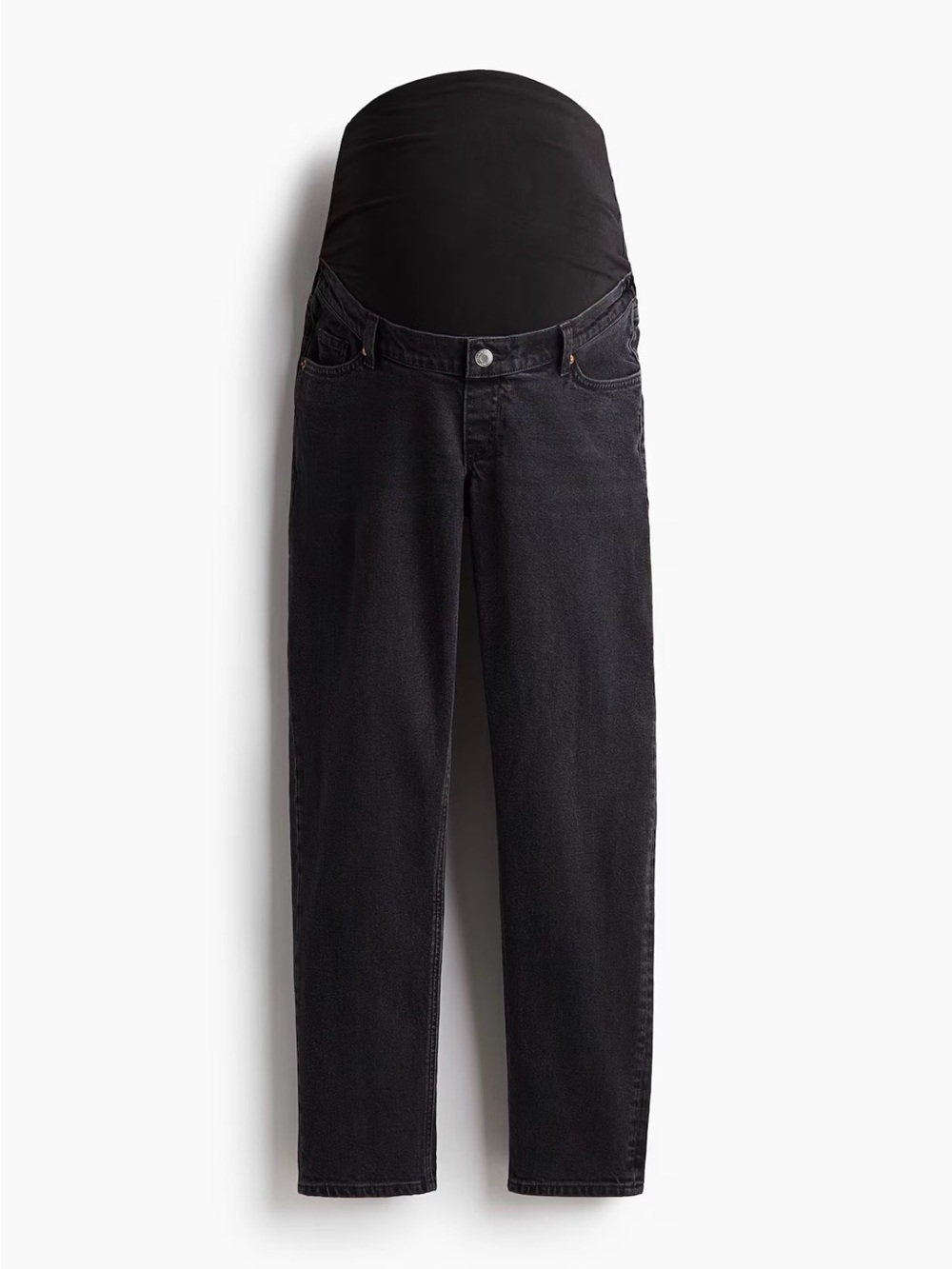 H&M Black Maternity Straight-Leg Jeans with Stretch Panel